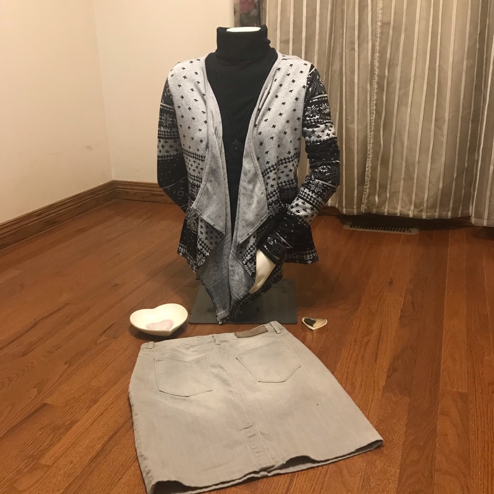 Zara Premium denim gray jean pencil skirt